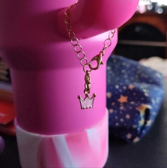 New 1pc PINK crown charm stanley Cup Handle Charm pendant accessories - Picture 2 of 4